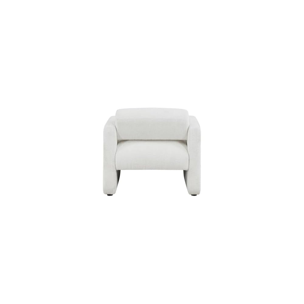HOMES: Inside + Out Solene Modern Boucle Fabric Accent Chair with Arms, Contemporary Armchair, Upholstered Single Sofa Chair for Living Room, Bedroom, Office, White