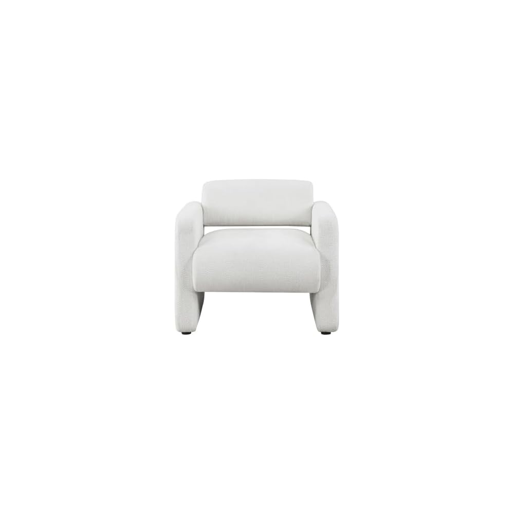 HOMES: Inside + Out Solene Modern Boucle Fabric Accent Chair with Arms, Contemporary Armchair, Upholstered Single Sofa Chair for Living Room, Bedroom, Office, White