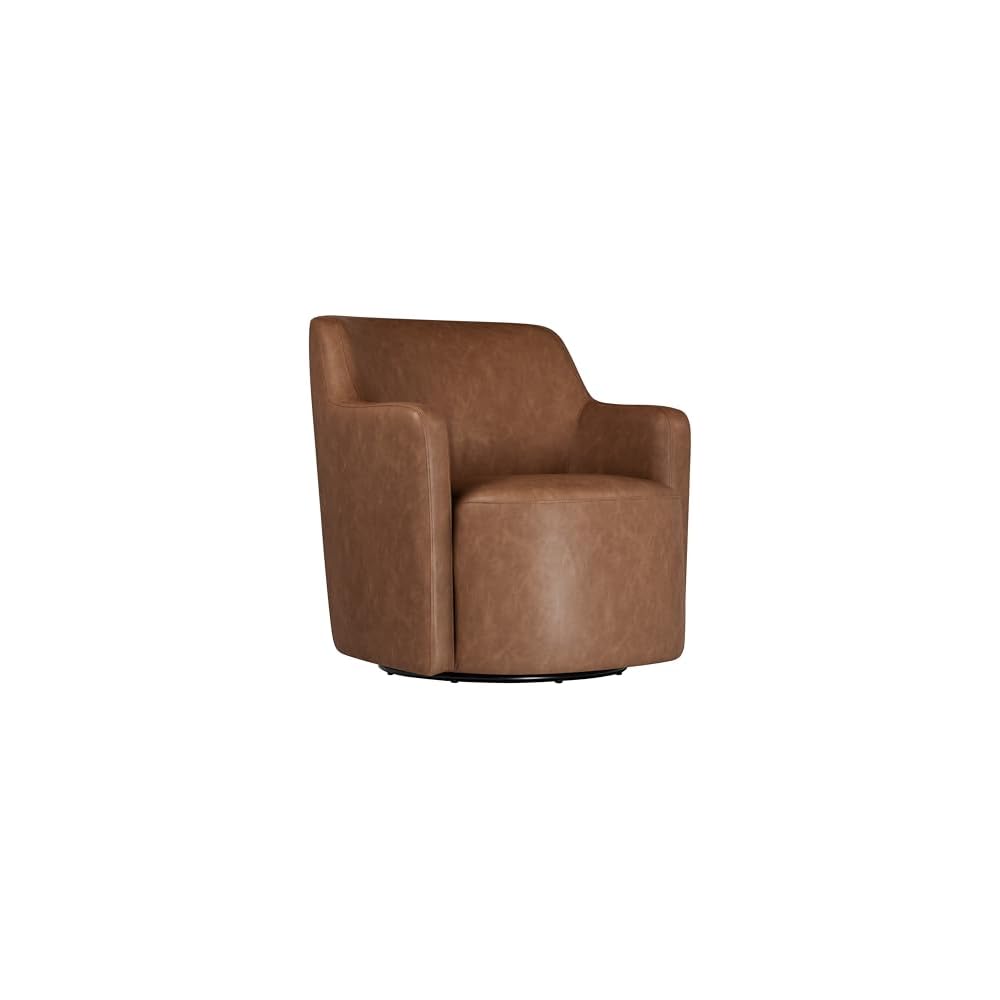 Spatial Order 360° Barrel Back Swivel Chair - Cognac Faux Leather