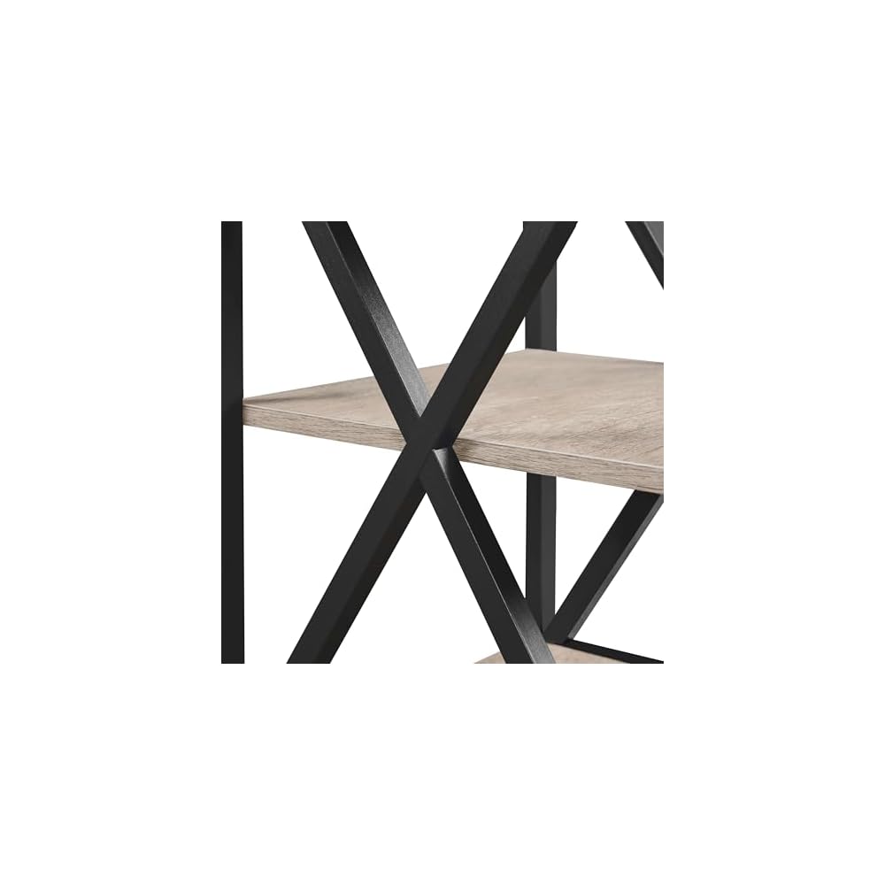 Yaheetech 3-Tier End Tables Living Room Set of 2, 16" Square Gray X-Frame