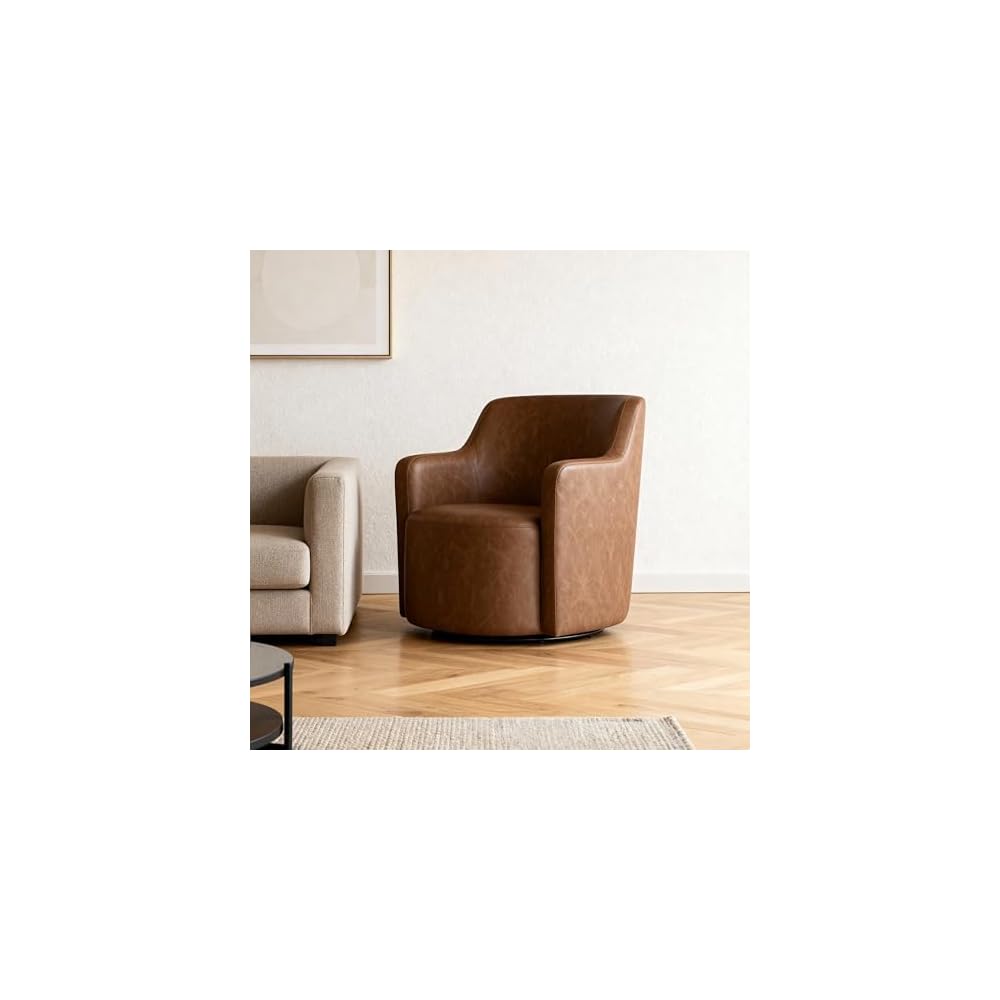 Spatial Order 360° Barrel Back Swivel Chair - Cognac Faux Leather