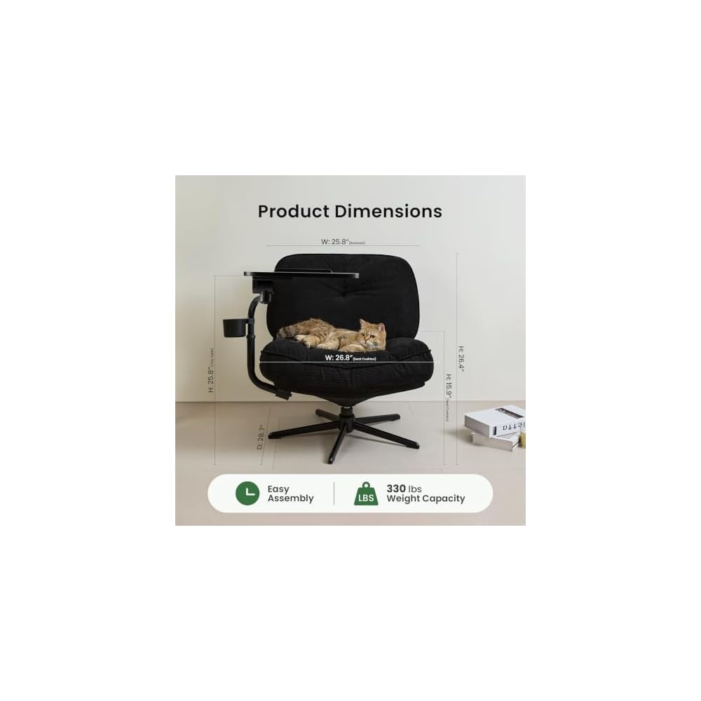 Swivel Accent Chair, Wide Criss Cross Lounge Living Room Chair, Blk