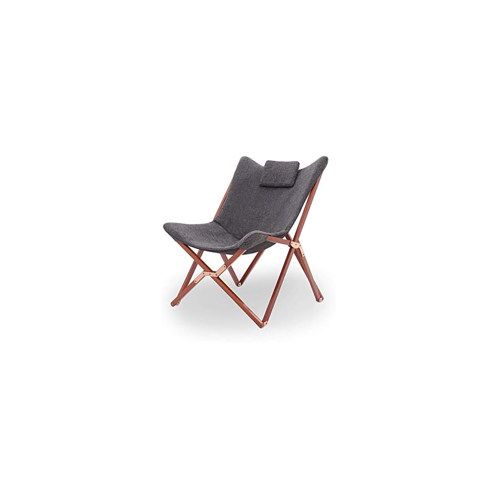 Folding Chair Garden Patio Comfy Outwell Camping Foldable Beach Deck Portable Recliner Sofa Armchair Lounge Salon Reclining Sun Lounger with Cushion Fold Up Wooden Easy Lazy Relaxer Dark Grey