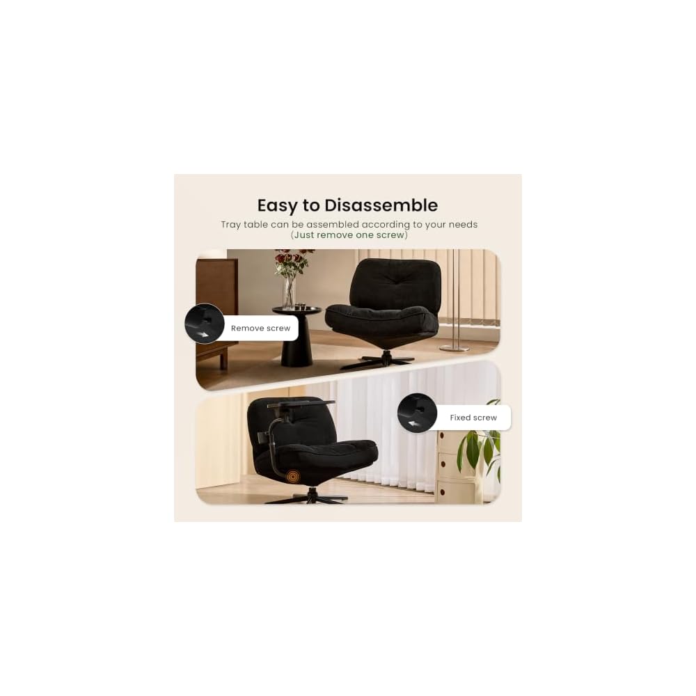 Swivel Accent Chair, Wide Criss Cross Lounge Living Room Chair, Blk