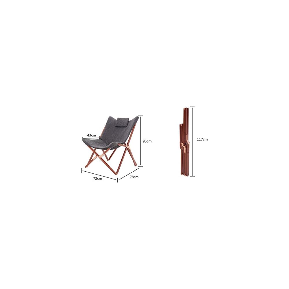 Folding Chair Garden Patio Comfy Outwell Camping Foldable Beach Deck Portable Recliner Sofa Armchair Lounge Salon Reclining Sun Lounger with Cushion Fold Up Wooden Easy Lazy Relaxer Dark Grey