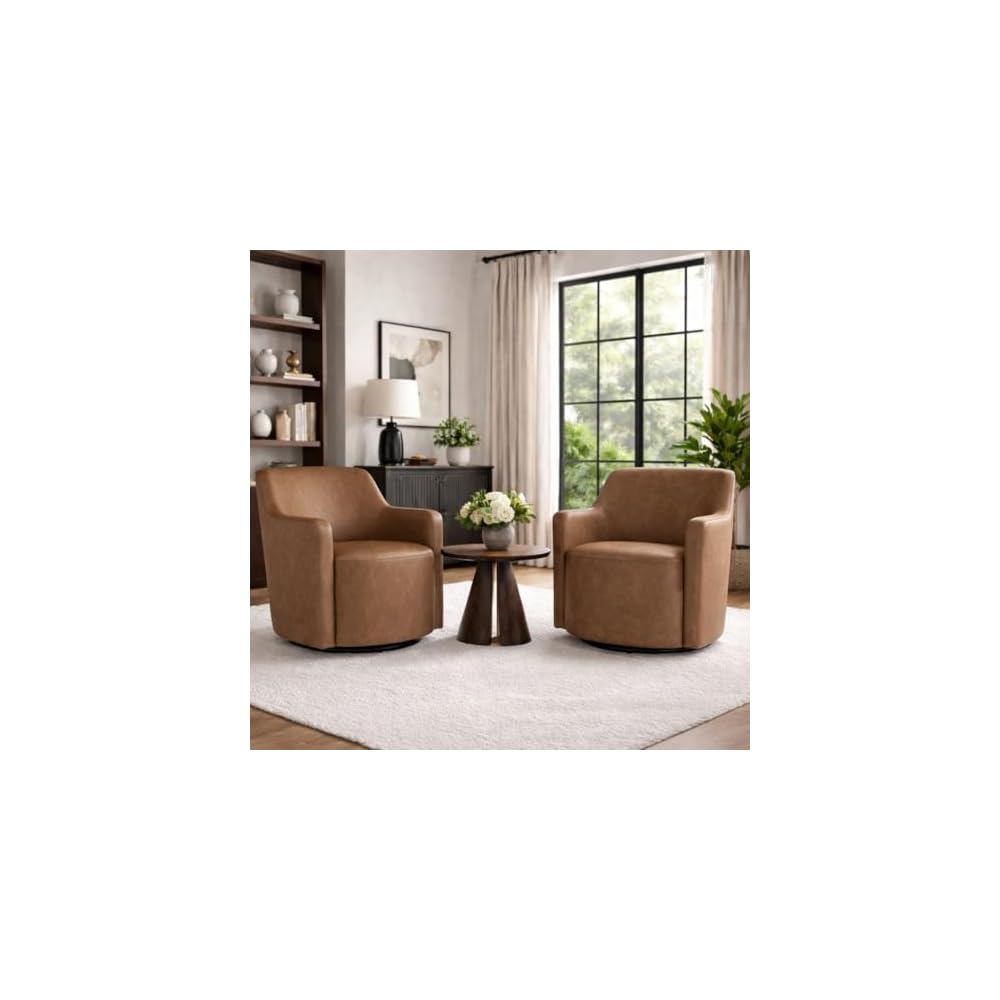 Spatial Order 360° Barrel Back Swivel Chair - Cognac Faux Leather