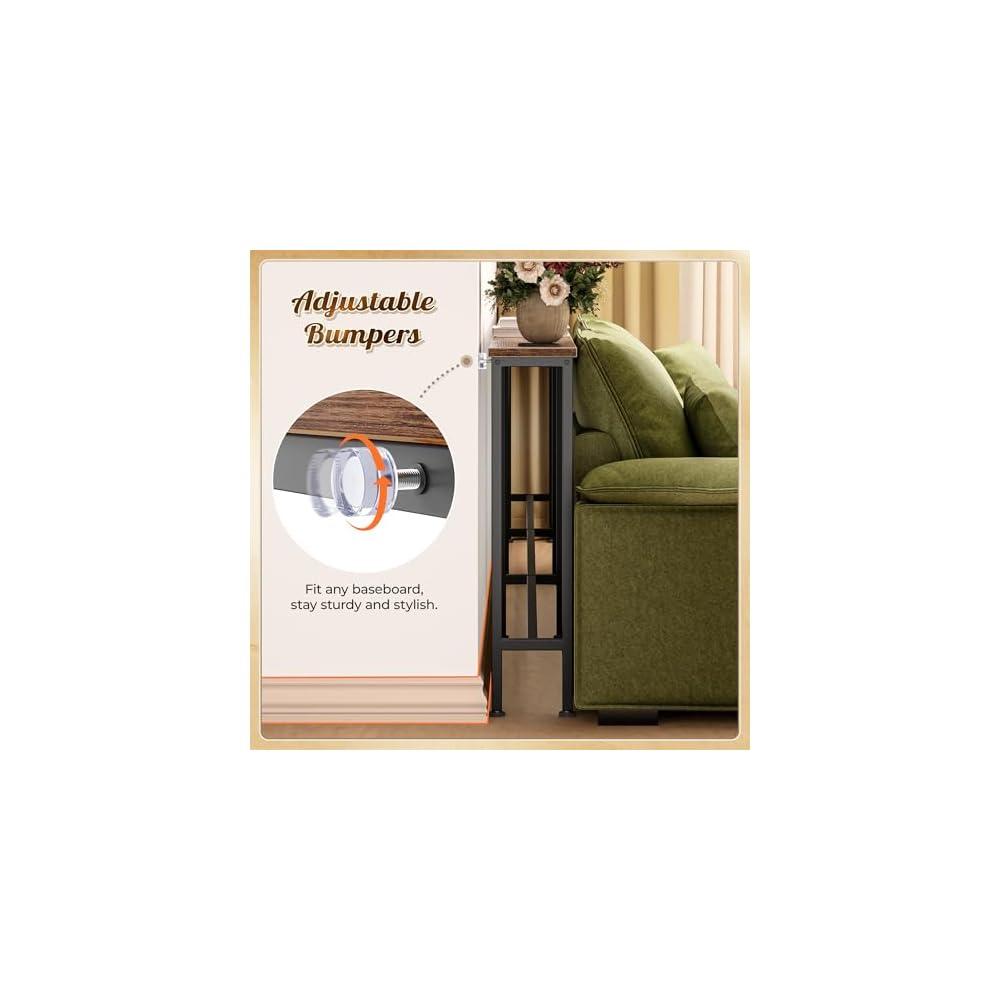 Huuger 118 Inch Sofa Table with Power Outlets, Skinny Behind Couch Table