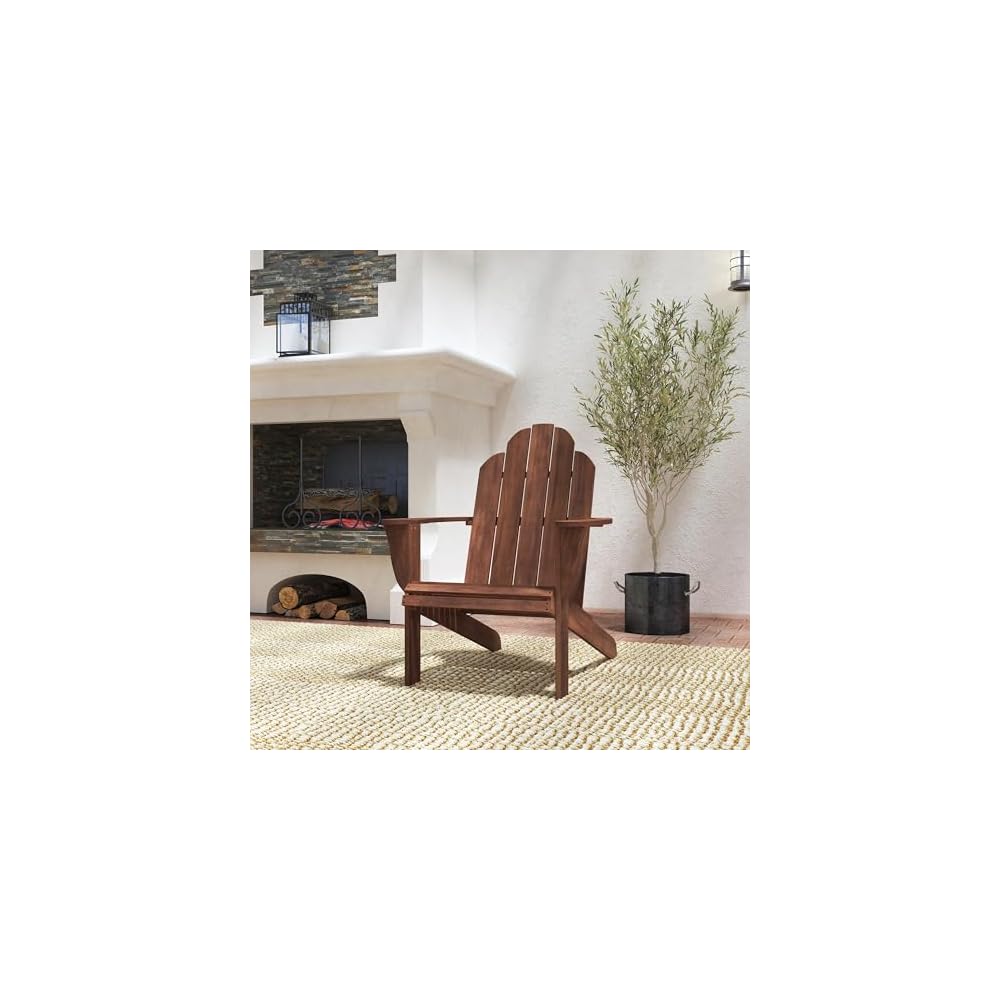 Linon Home Dcor Home Decor Teak Wood Stock Chair, 30.4" wx37.6 dx37.8 h, Stain