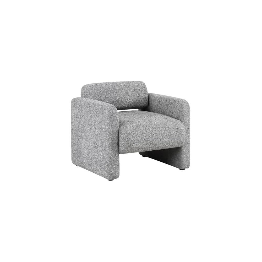 HOMES: Inside + Out Solene Modern Boucle Fabric Accent Chair with Arms, Contemporary Armchair, Upholstered Single Sofa Chair for Living Room, Bedroom, Office, White