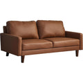 Hybition Faux Leather Sofa Mid-Century Modern Couch with Wooden Legs for Living Room, Office, Brown