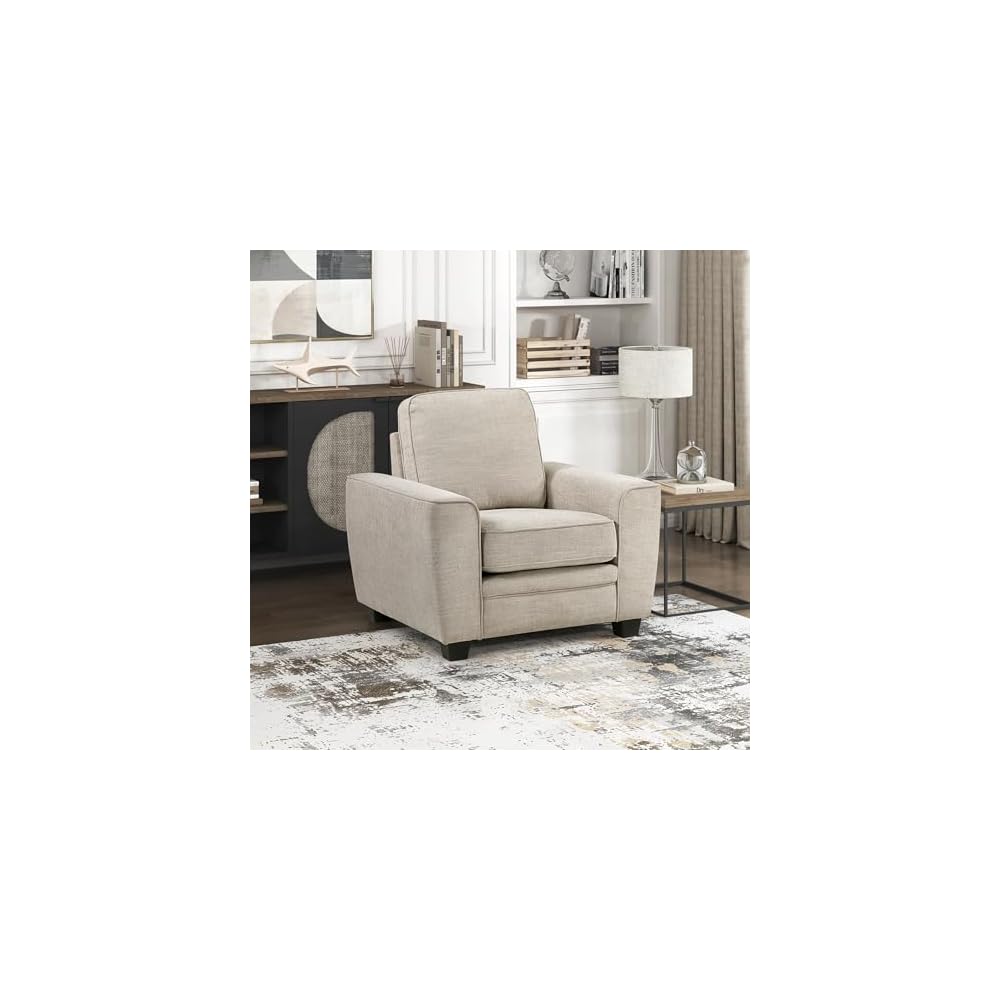 Lexicon Chenille Upholstered Accent Chair with Track Arms, Beige