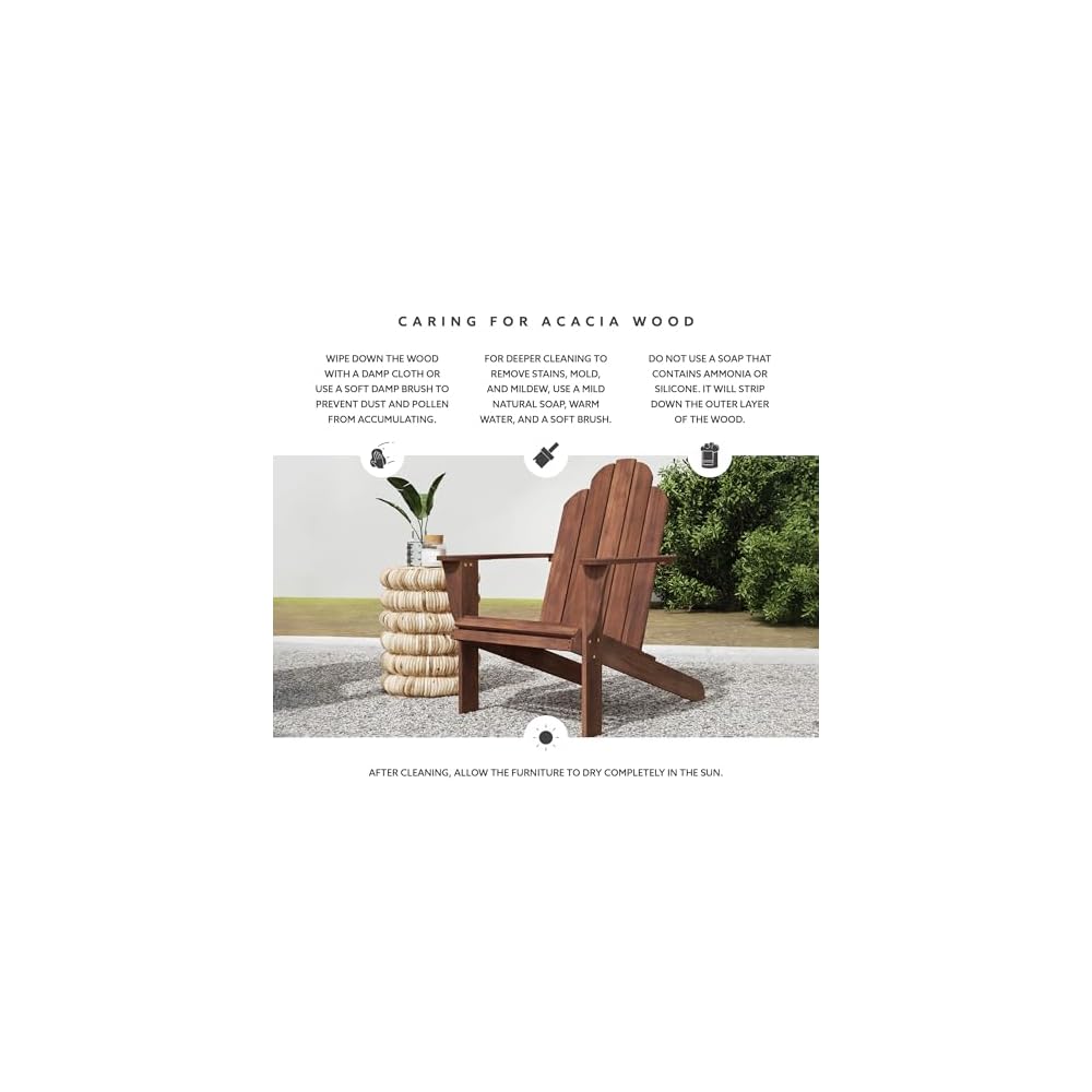 Linon Home Dcor Home Decor Teak Wood Stock Chair, 30.4" wx37.6 dx37.8 h, Stain