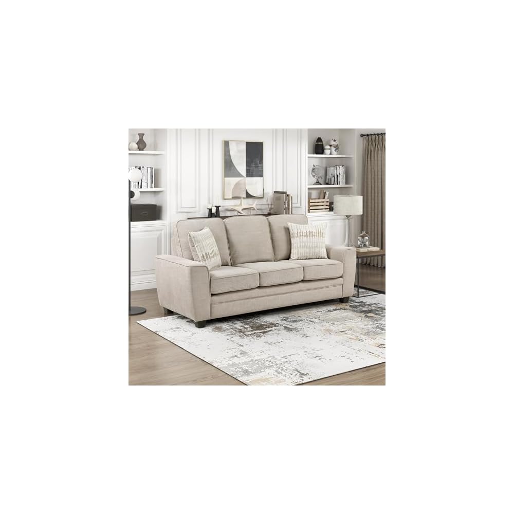 Lexicon Chenille Upholstered Accent Chair with Track Arms, Beige