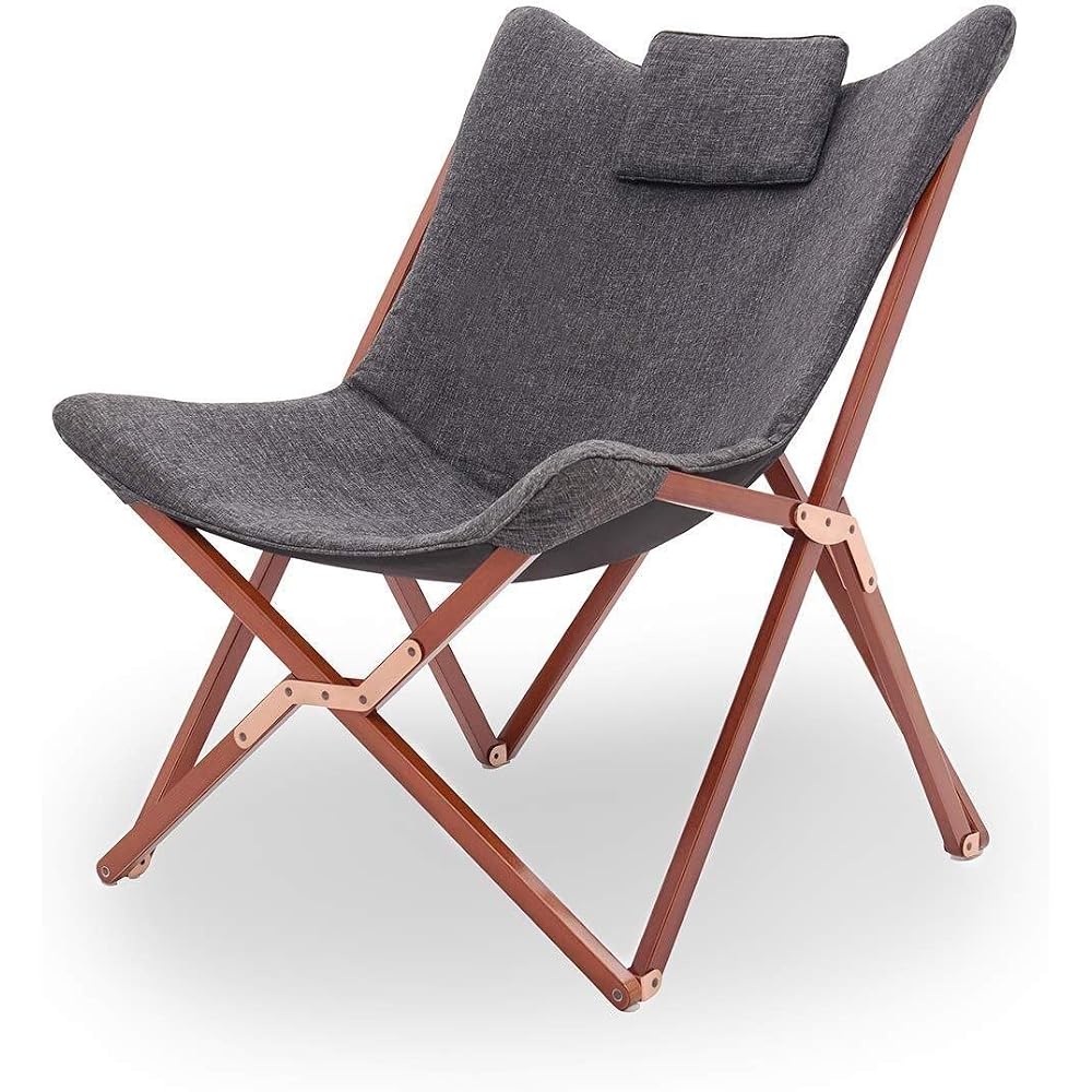Folding Chair Garden Patio Comfy Outwell Camping Foldable Beach Deck Portable Recliner Sofa Armchair Lounge Salon Reclining Sun Lounger with Cushion Fold Up Wooden Easy Lazy Relaxer Dark Grey