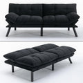 71" Velvet Futon Couch Bed with Mattress Included,Convertible Folding Sleeper Sofa Bed with Adjustable Backrests,Modern Loveseat Sleeper for Living Room Bedroom Small Space Home Office (Black)