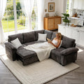 Sofa Bed, Sleeper Sofa with Pull Out Bed, L Shaped Modular Sectional Couch with Storage Ottoman, Modern Chenille Cloud Couch, Convertible Sofa Cama para Sala (Gray, 5-Seater)