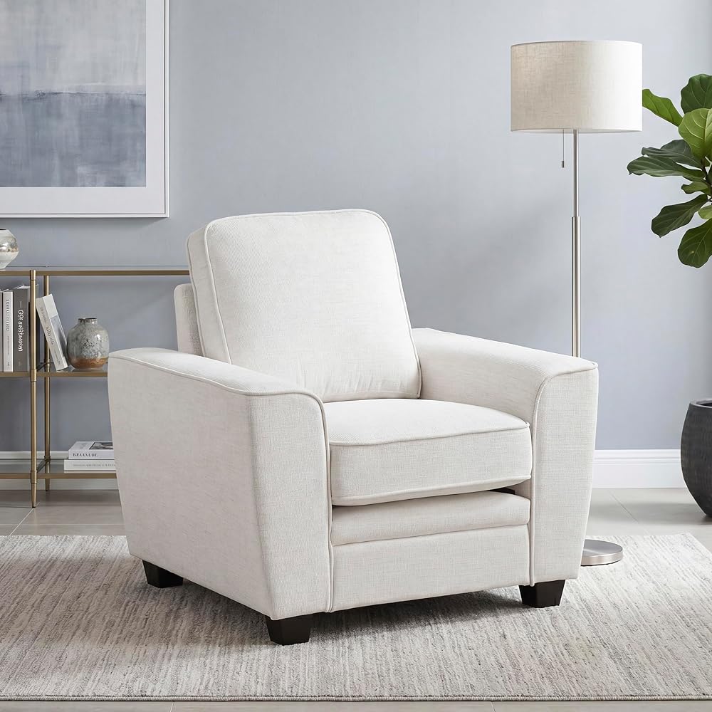Lexicon Chenille Upholstered Accent Chair with Track Arms, Beige