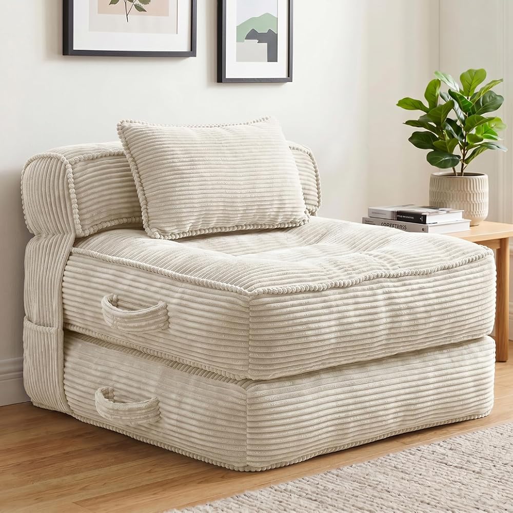 Folding Sofa Bed, Convertible Sleeper Chair with Pillow