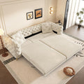 KEIKI 97.7" Convertible Sleeper Sofa Bed, 3 in 1 Pull Out Sofa Bed, Button Tufted Modern Sofa, 4-Seater Couch with Movable Ottoman for Living Room, Bedroom, Apartment, Beige